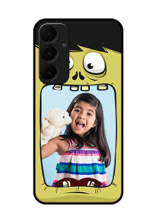 Samsung Galaxy A35 5G Custom Glass Phone Case - Cartoon Monster Back Case Design