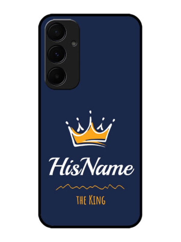 Custom Samsung Galaxy A35 5G Custom Glass Phone Case - King With Name Design