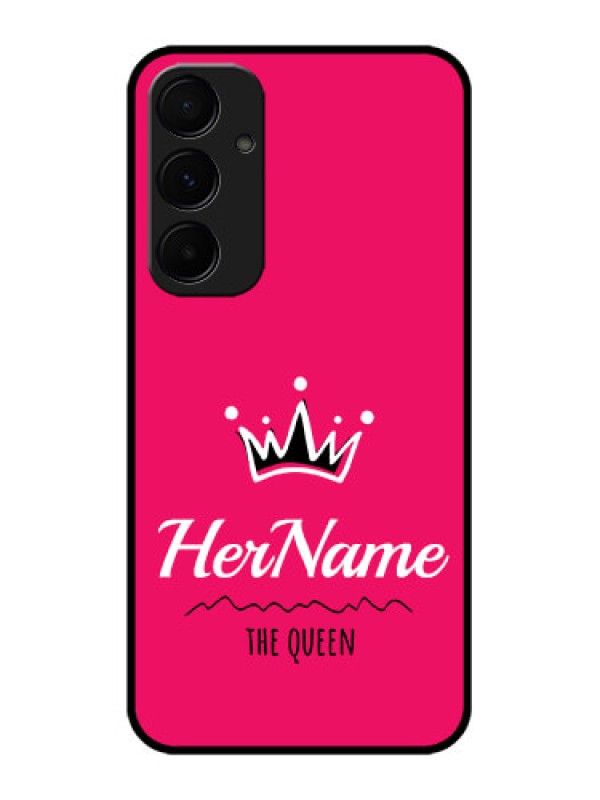 Custom Samsung Galaxy A35 5G Custom Glass Phone Case - Queen With Name Design
