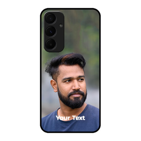 Samsung Galaxy A35 5G Custom Glass Phone Case - Photo With Text Design