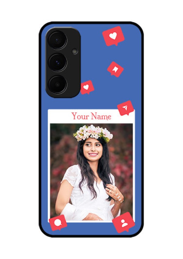 Samsung Galaxy A35 5G Custom Glass Phone Case - Like Share And Comment Design