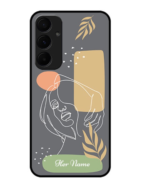 Custom Samsung Galaxy A35 5G Custom Glass Phone Case - Gazing Woman Line Art Design