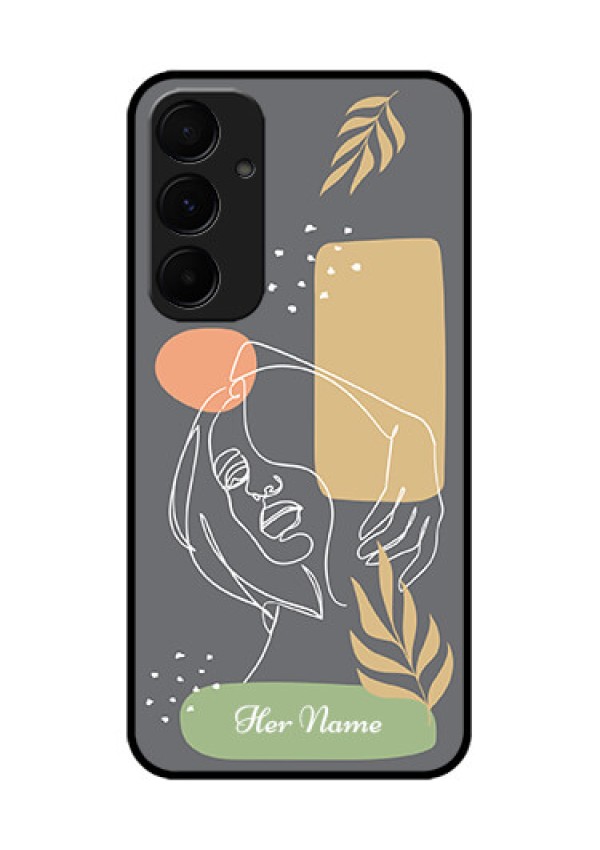 Samsung Galaxy A35 5G Custom Glass Phone Case - Gazing Woman Line Art Design