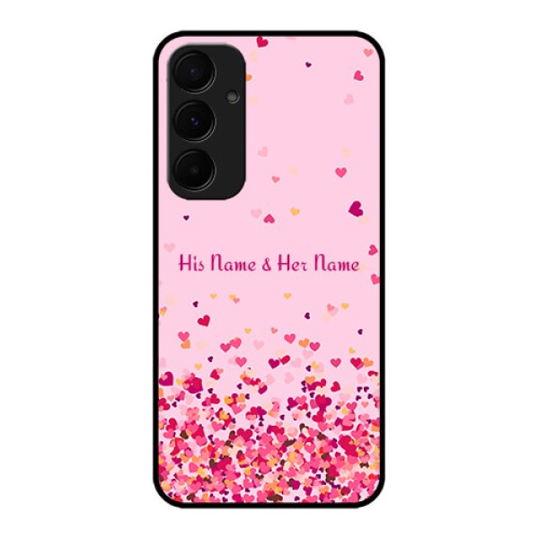 Samsung Galaxy A35 5G Custom Glass Phone Case - Floating Hearts Design Samsung Galaxy A35 5G Custom Glass Phone Case - Floating Hearts Design