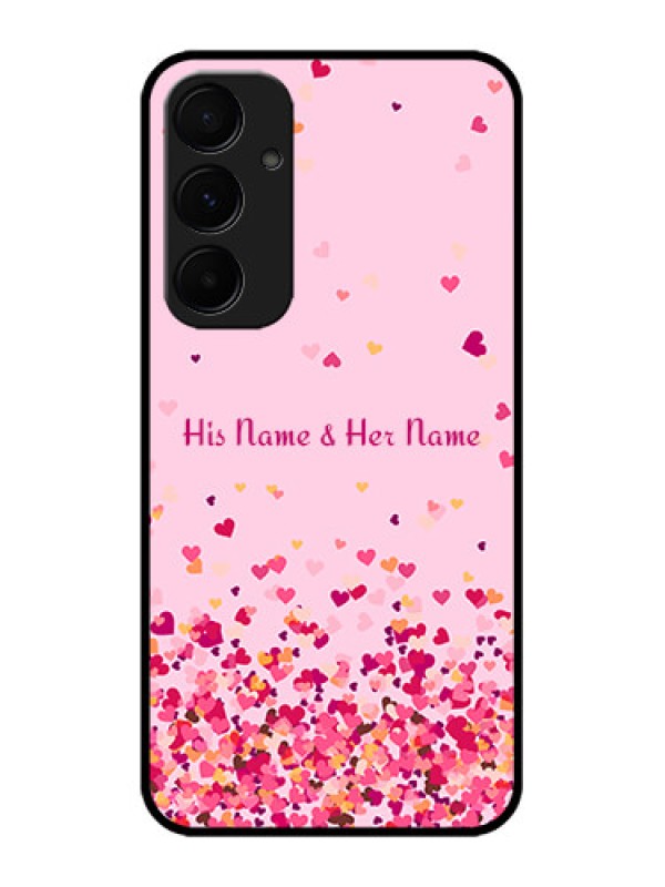 Custom Samsung Galaxy A35 5G Custom Glass Phone Case - Floating Hearts Design