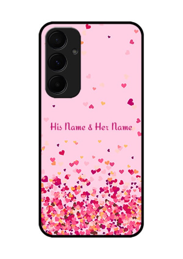 Samsung Galaxy A35 5G Custom Glass Phone Case - Floating Hearts Design
