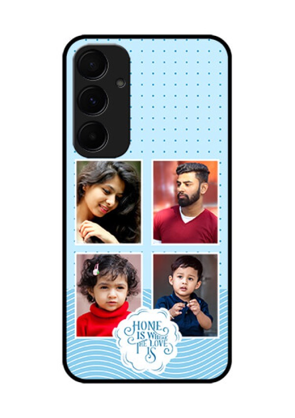 Samsung Galaxy A35 5G Custom Glass Phone Case - Cute Love Quote With 4 Pic Upload Design