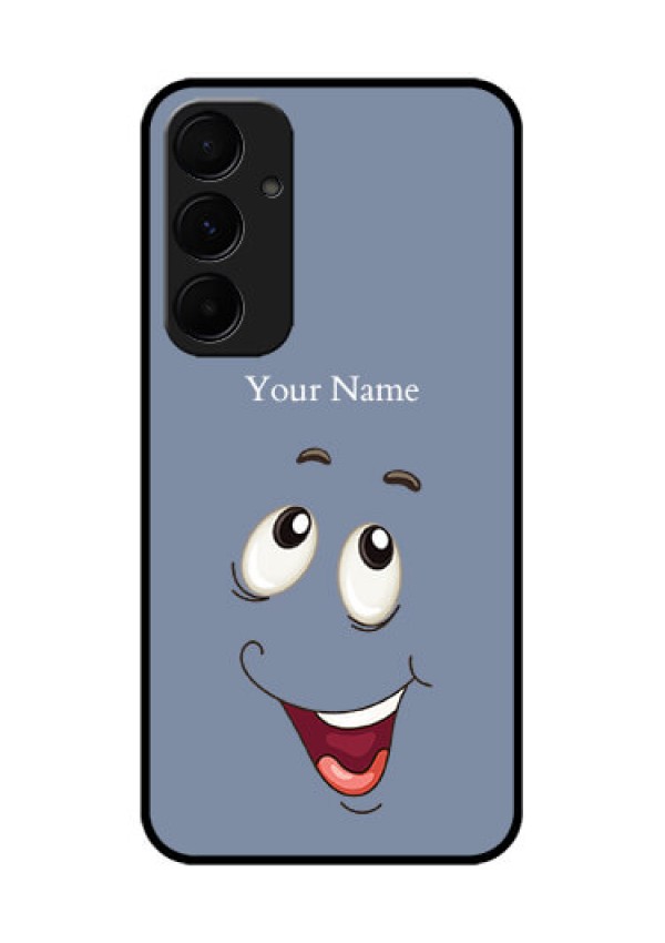 Samsung Galaxy A35 5G Custom Glass Phone Case - Laughing Cartoon Face Design