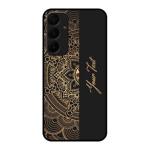 Samsung Galaxy A35 5G Custom Glass Phone Case - Mandala Art With Custom Text Design