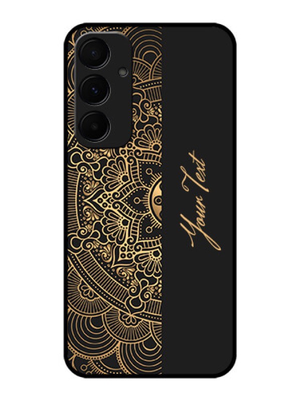 Custom Samsung Galaxy A35 5G Custom Glass Phone Case - Mandala Art With Custom Text Design