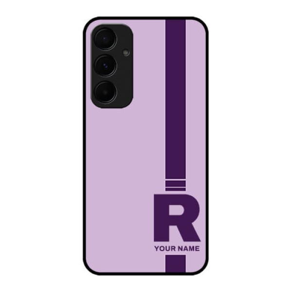Samsung Galaxy A35 5G Custom Glass Phone Case - Simple Dual Tone Stripe With Name Design Samsung Galaxy A35 5G Custom Glass Phone Case - Simple Dual Tone Stripe With Name Design