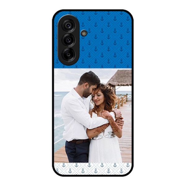 Galaxy A36 5G Custom Glass Phone Case - Blue Anchors Design