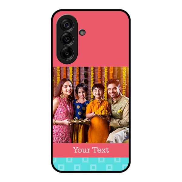 Galaxy A36 5G Custom Glass Phone Case - Peach & Blue Color Design Galaxy A36 5G Custom Glass Phone Case - Peach & Blue Color Design