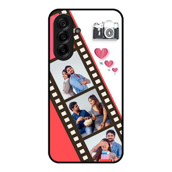 Galaxy A36 5G Custom Glass Phone Case - 3 Image Holder With Film Reel Galaxy A36 5G Custom Glass Phone Case - 3 Image Holder With Film Reel
