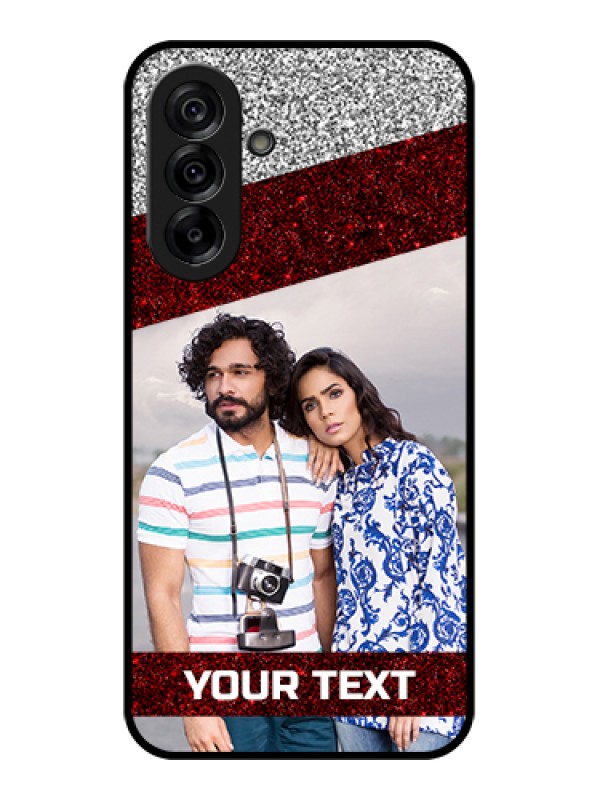 Custom Galaxy A36 5G Custom Glass Phone Case - Image Holder With Glitter Strip Design