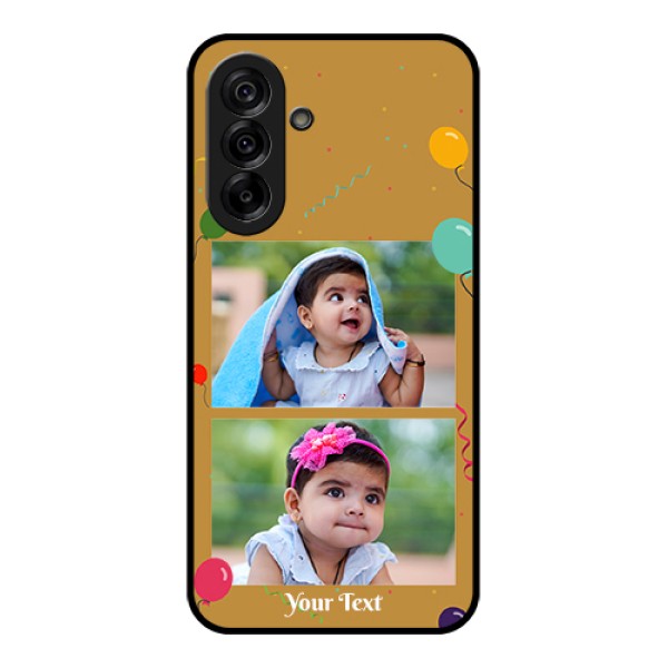 Galaxy A36 5G Custom Glass Phone Case - Image Holder With Birthday Celebrations Design