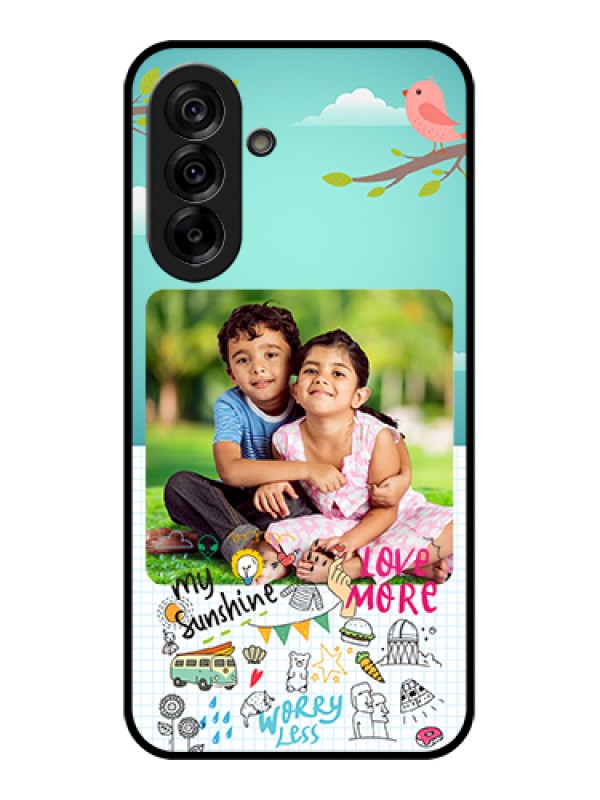 Custom Galaxy A36 5G Custom Glass Phone Case - Doodle Love Design