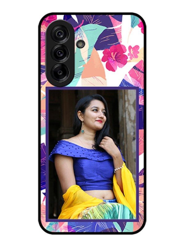 Custom Galaxy A36 5G Custom Glass Phone Case - Abstract Floral Design