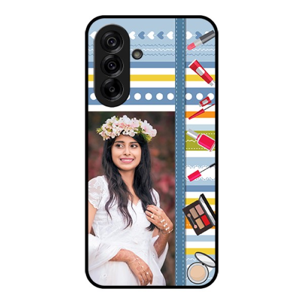 Galaxy A36 5G Custom Glass Phone Case - Makeup Icons Design