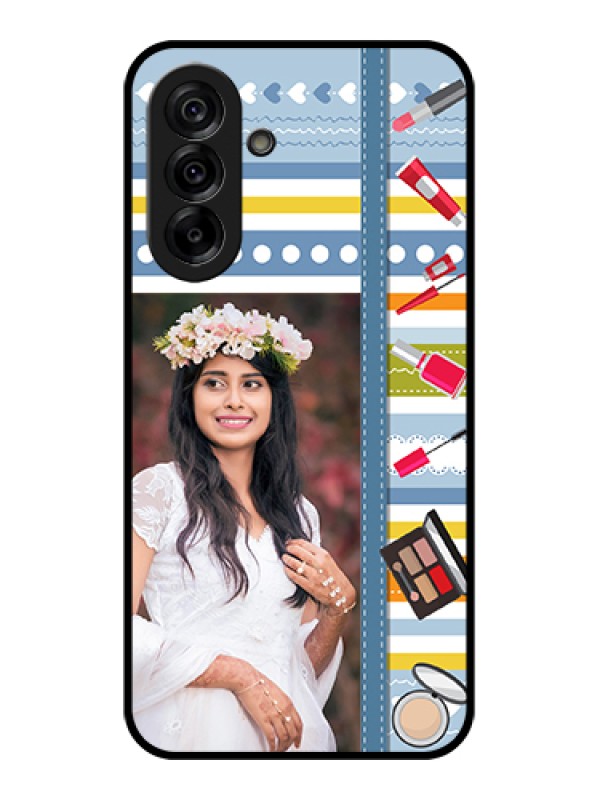 Custom Galaxy A36 5G Custom Glass Phone Case - Makeup Icons Design