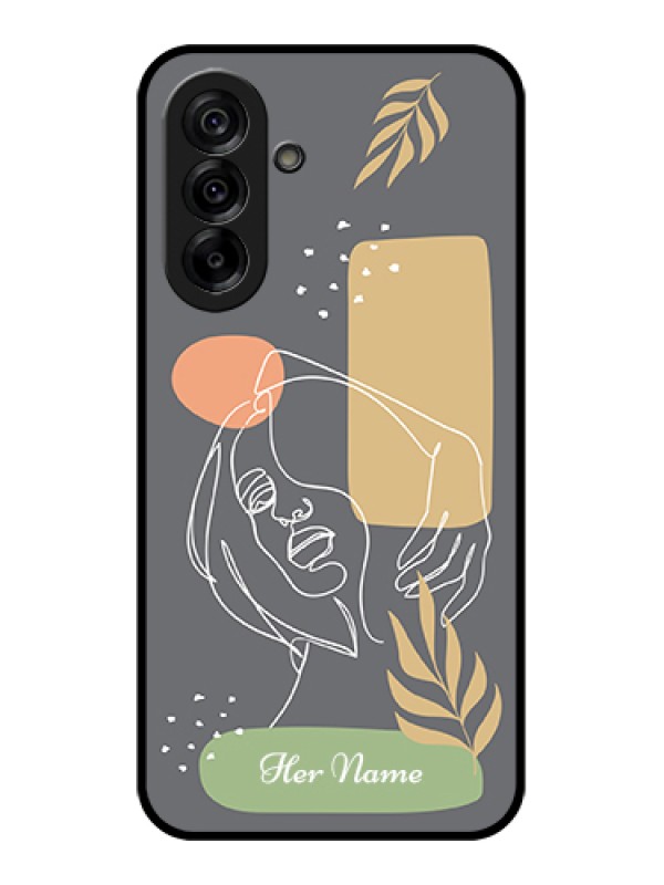 Custom Galaxy A36 5G Custom Glass Phone Case - Gazing Woman Line Art Design