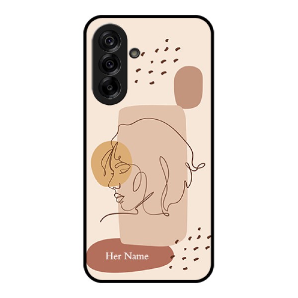 Galaxy A36 5G Custom Glass Phone Case - Calm Woman Line Art Design Galaxy A36 5G Custom Glass Phone Case - Calm Woman Line Art Design