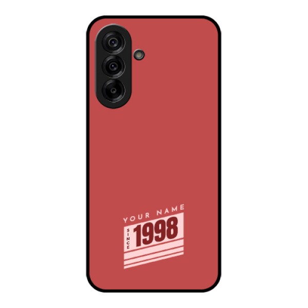 Galaxy A36 5G Custom Glass Phone Case - Red Custom Year Of Birth Design Galaxy A36 5G Custom Glass Phone Case - Red Custom Year Of Birth Design