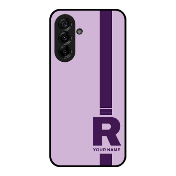 Galaxy A36 5G Custom Glass Phone Case - Simple Dual Tone Stripe With Name Design Galaxy A36 5G Custom Glass Phone Case - Simple Dual Tone Stripe With Name Design