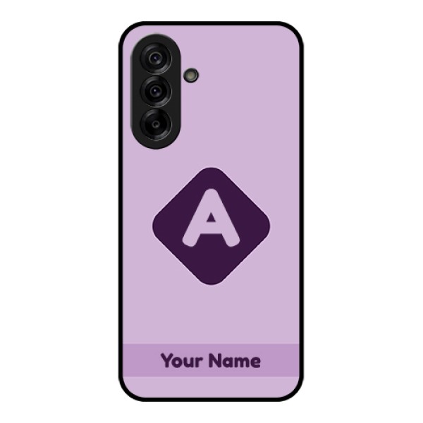 Galaxy A36 5G Custom Glass Phone Case - Custom Letter In Curved Badge Design Galaxy A36 5G Custom Glass Phone Case - Custom Letter In Curved Badge Design