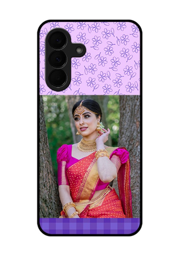 Samsung Galaxy A37 5G Custom Glass Phone Case - Purple Floral Design