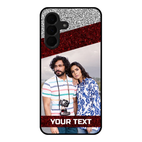 Samsung Galaxy A37 5G Custom Glass Phone Case - Image Holder With Glitter Strip Design Samsung Galaxy A37 5G Custom Glass Phone Case - Image Holder With Glitter Strip Design