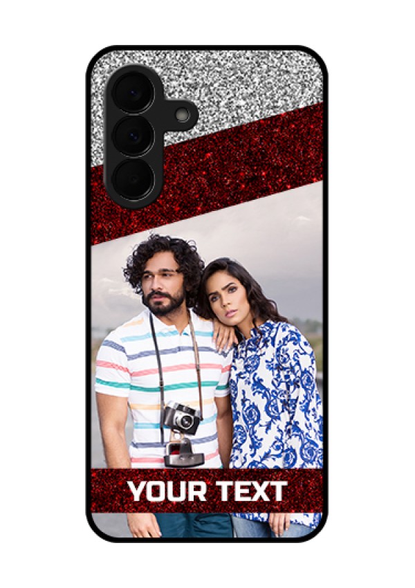Samsung Galaxy A37 5G Custom Glass Phone Case - Image Holder With Glitter Strip Design