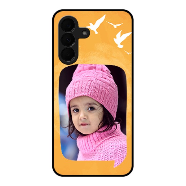 Samsung Galaxy A37 5G Custom Glass Phone Case - Water Color Design With Bird Icons Samsung Galaxy A37 5G Custom Glass Phone Case - Water Color Design With Bird Icons