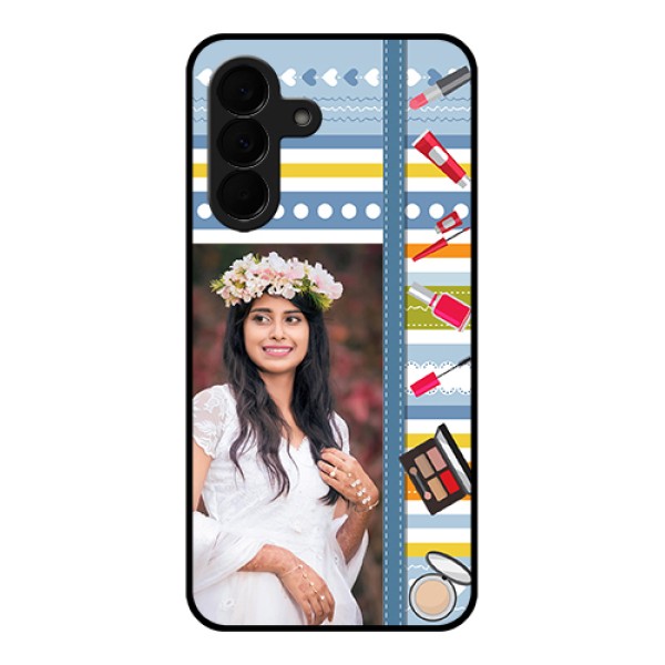 Samsung Galaxy A37 5G Custom Glass Phone Case - Makeup Icons Design Samsung Galaxy A37 5G Custom Glass Phone Case - Makeup Icons Design