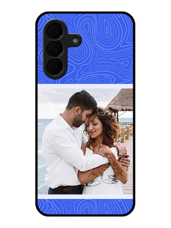 Custom Samsung Galaxy A37 5G Custom Glass Phone Case - Curved Line Art With Blue And White Design