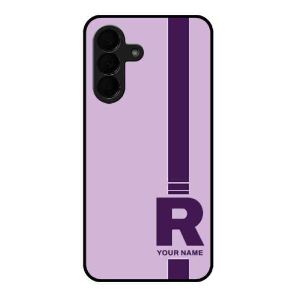 Samsung Galaxy A37 5G Custom Glass Phone Case - Simple Dual Tone Stripe With Name Design Samsung Galaxy A37 5G Custom Glass Phone Case - Simple Dual Tone Stripe With Name Design