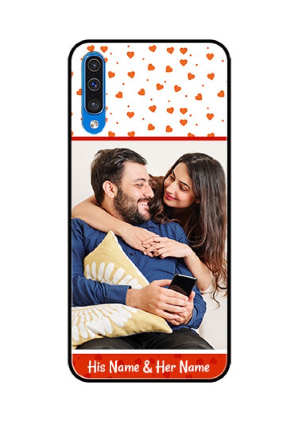 Samsung Galaxy A50 Custom Glass Phone Case  - Orange Love Symbol Design