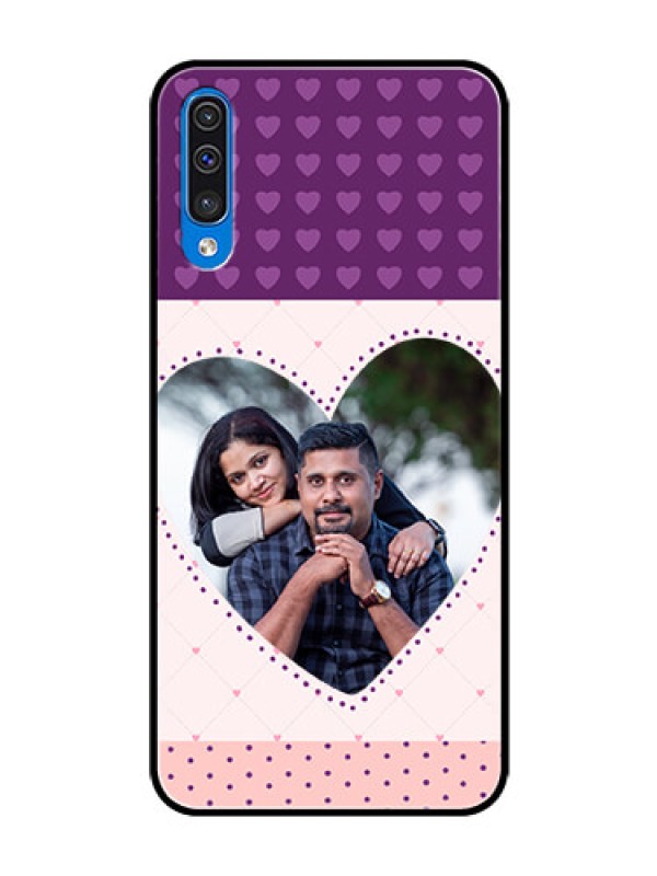 Custom Samsung Galaxy A50 Custom Glass Phone Case  - Violet Love Dots Design