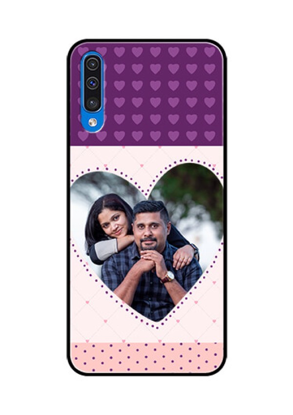 Samsung Galaxy A50 Custom Glass Phone Case  - Violet Love Dots Design