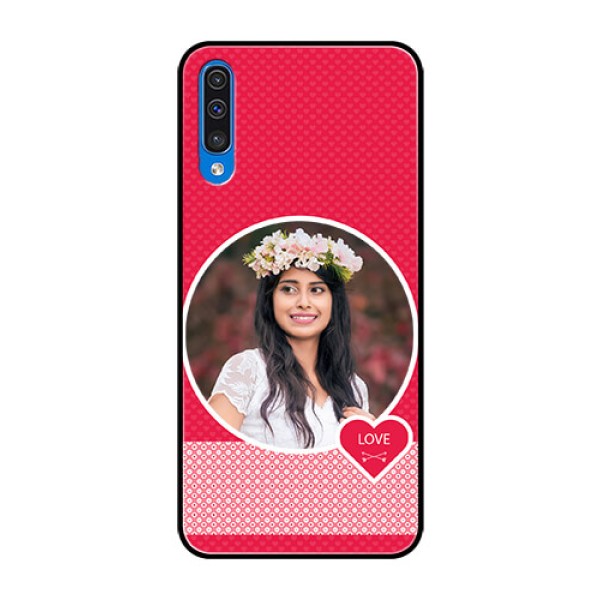 Samsung Galaxy A50 Personalised Glass Phone Case  - Pink Pattern Design
