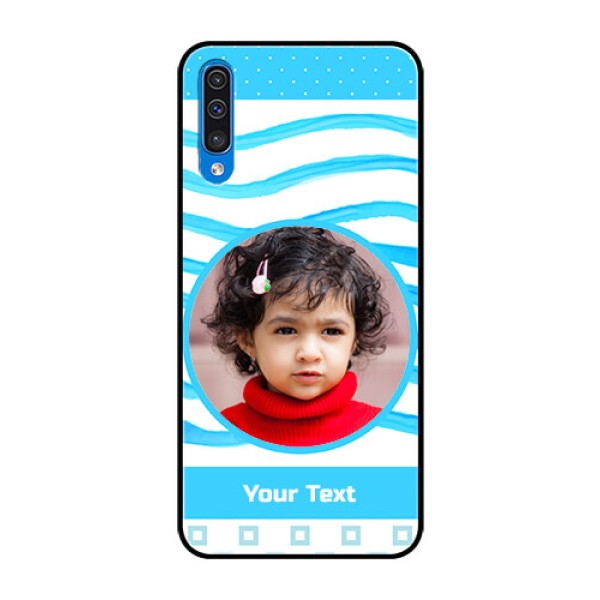 Samsung Galaxy A50 Custom Glass Phone Case - Simple Blue Case Design Samsung Galaxy A50 Custom Glass Phone Case - Simple Blue Case Design