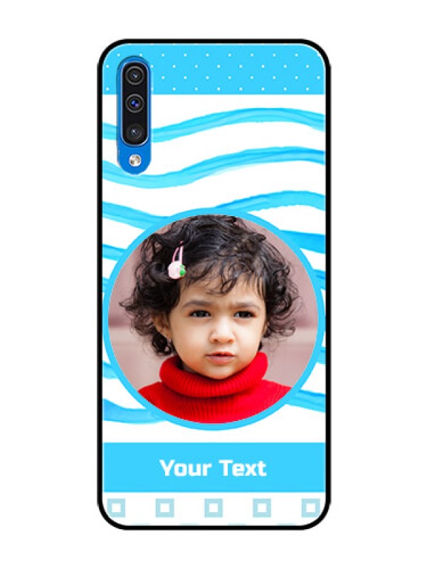 Custom Samsung Galaxy A50 Custom Glass Phone Case  - Simple Blue Case Design