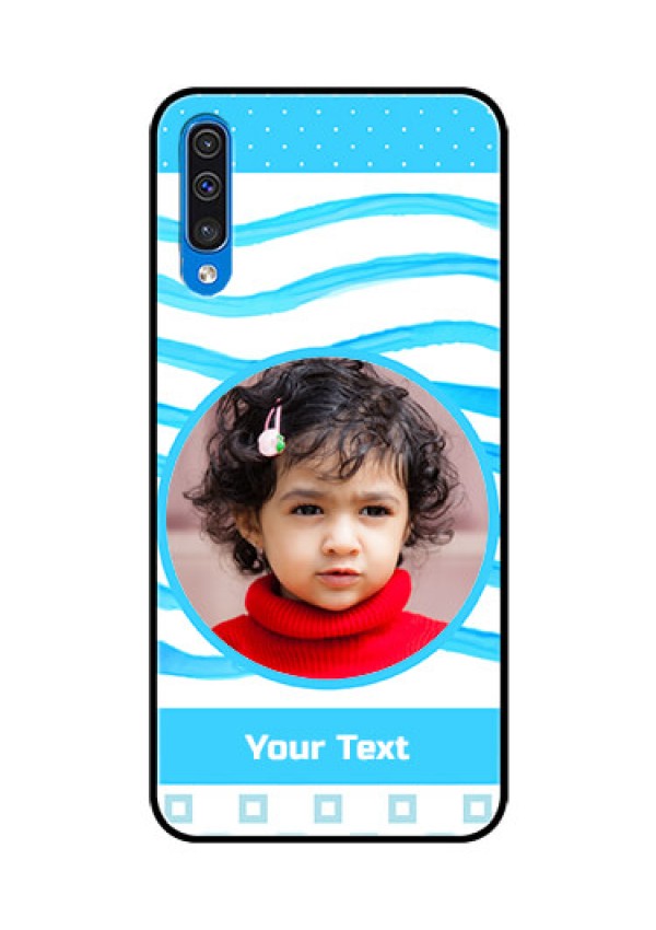 Samsung Galaxy A50 Custom Glass Phone Case  - Simple Blue Case Design