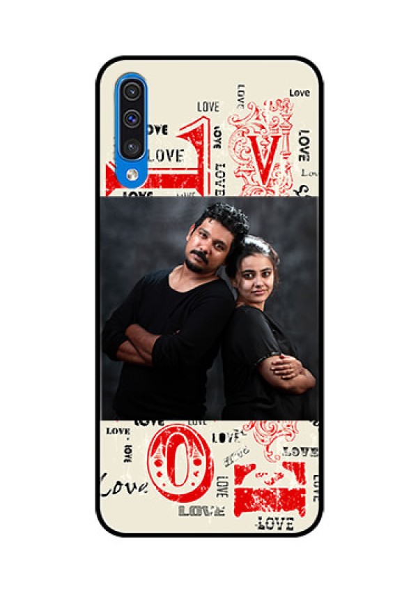 Samsung Galaxy A50 Photo Printing on Glass Case  - Trendy Love Design Case