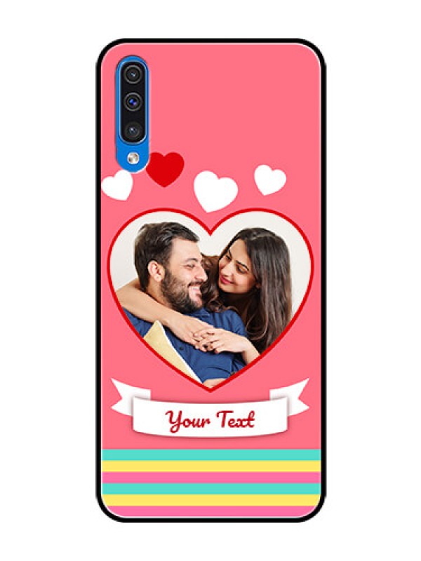 Custom Samsung Galaxy A50 Photo Printing on Glass Case  - Love Doodle Design