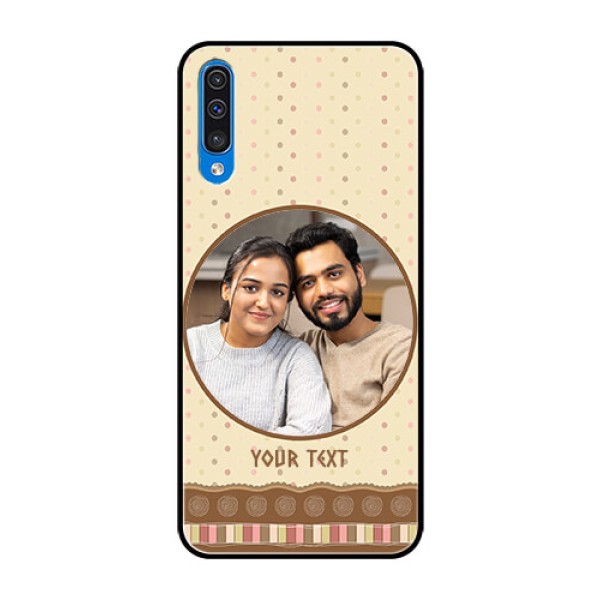Samsung Galaxy A50 Custom Glass Mobile Case - Brown Dotted Mobile Case Design Samsung Galaxy A50 Custom Glass Mobile Case - Brown Dotted Mobile Case Design