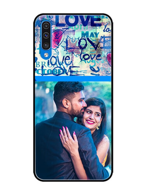 Custom Samsung Galaxy A50 Custom Glass Mobile Case  - Colorful Love Design