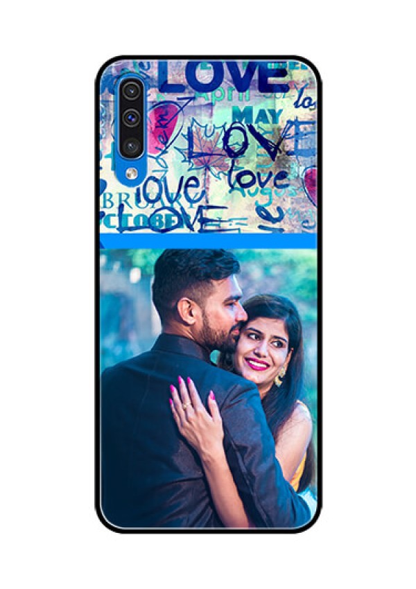Samsung Galaxy A50 Custom Glass Mobile Case  - Colorful Love Design