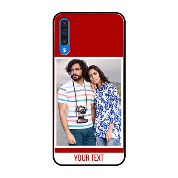 Samsung Galaxy A50 Personalized Glass Phone Case  - Simple Red Color Design