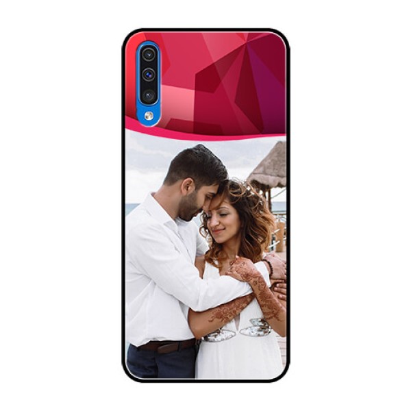 Samsung Galaxy A50 Custom Glass Mobile Case  - Red Abstract Design